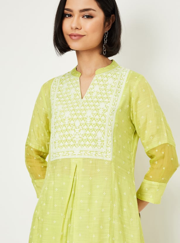 Women Embroidered A-line Kurta Set