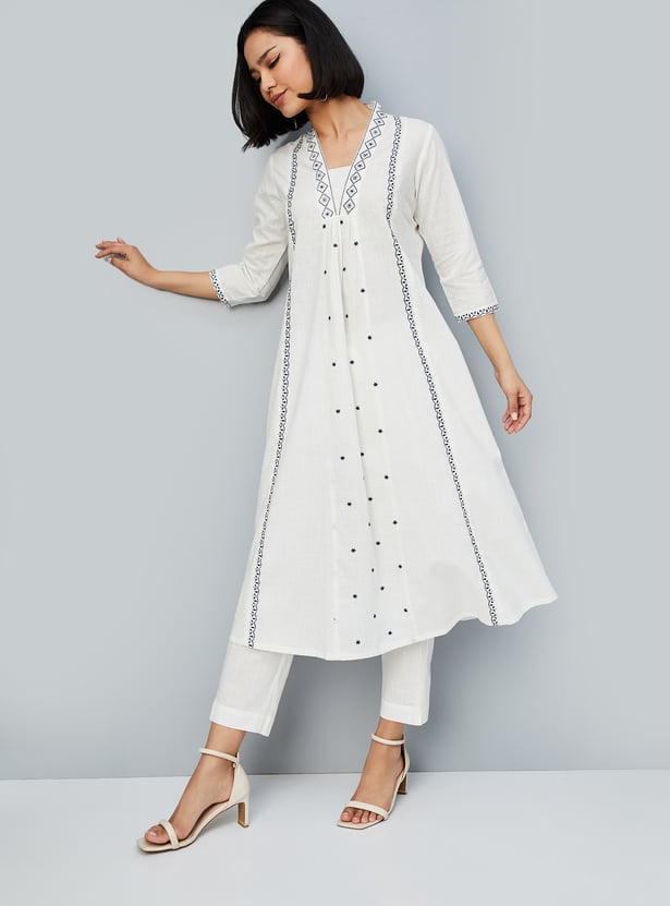 Women Embroidered A-line Kurta Set